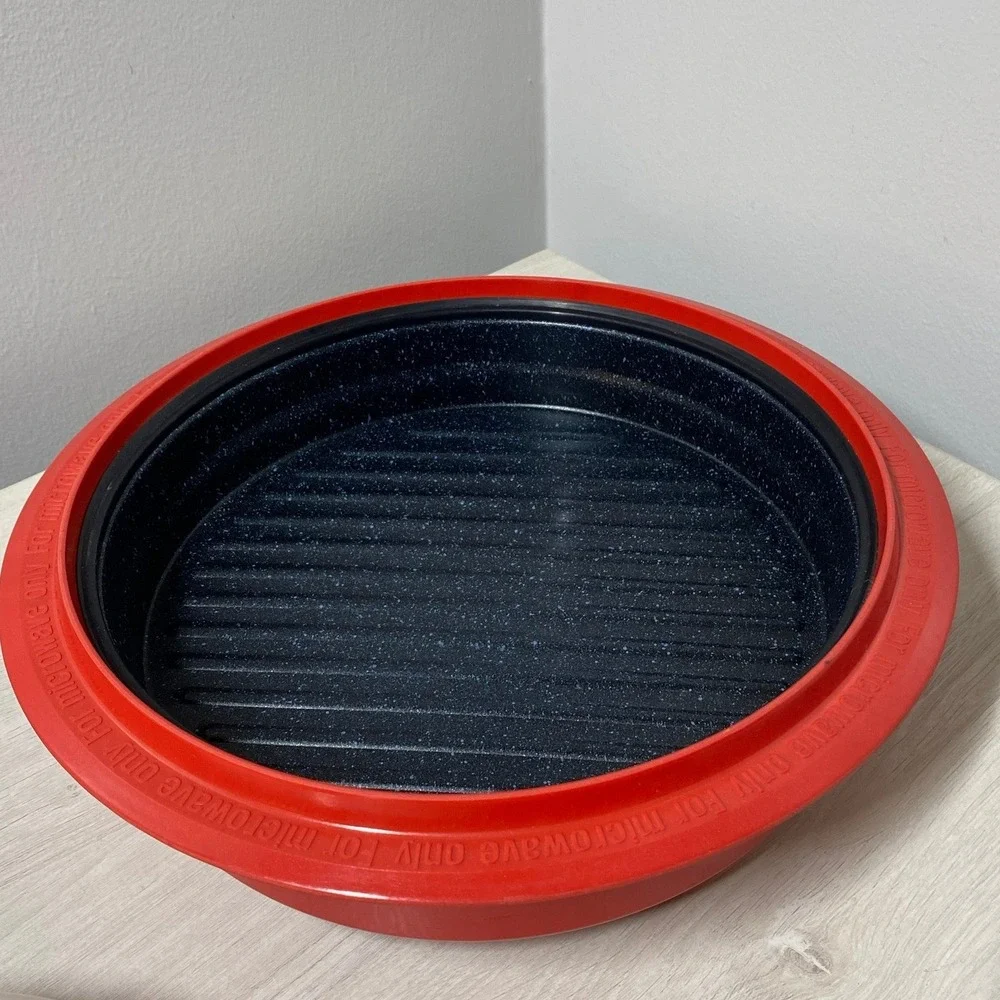 Microwave Cooker Set Grill Pan Steam Plate Egg Poacher Red White Made in Korea